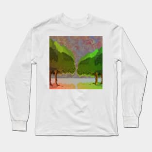 Green/ Lime colour Trees. Early Digital Art. Long Sleeve T-Shirt